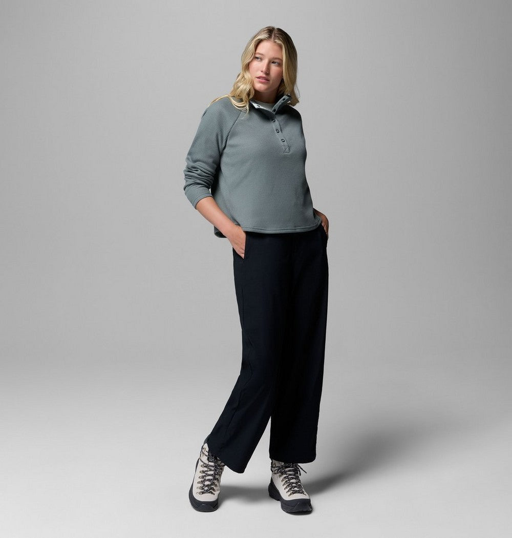 Women's Waffle Knit Half-Snap Shirt - Pink