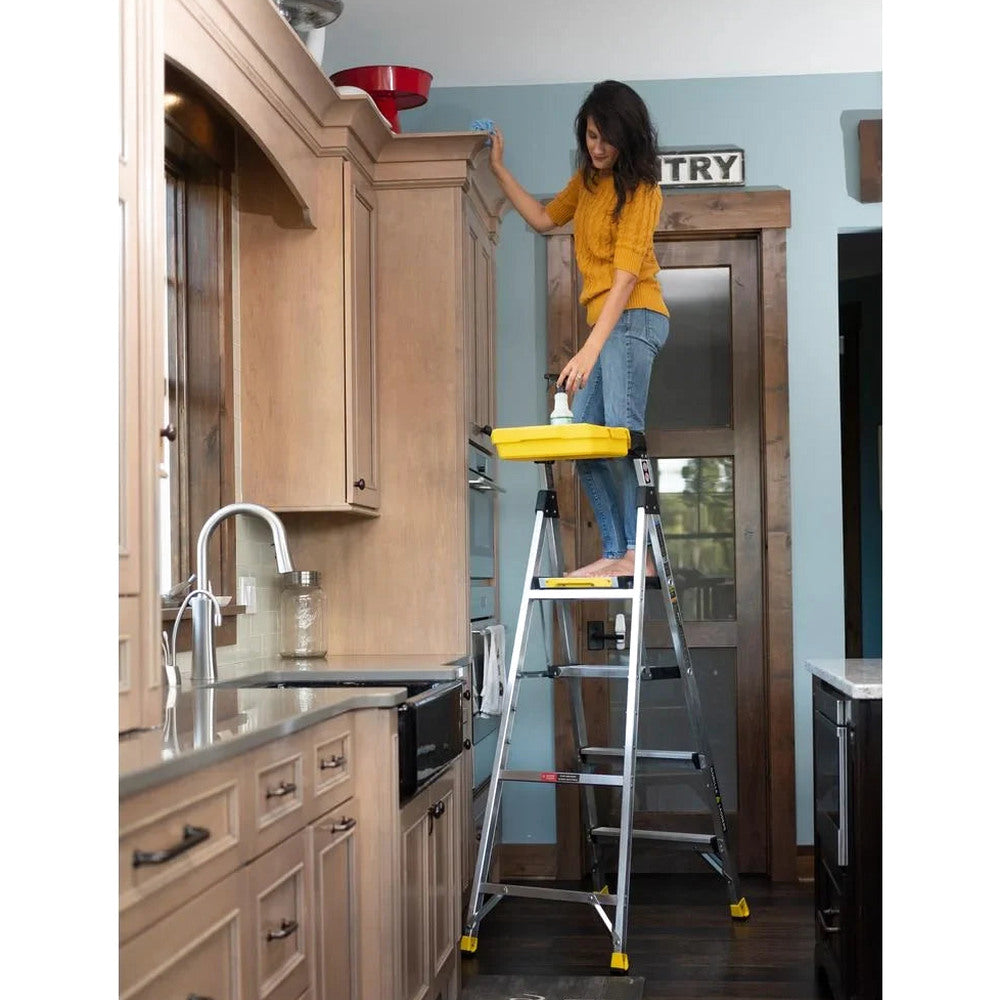 Gorilla Ladders Aluminum Dual Platform Ladder With Project Bucket, 5.5 Ft, 300 Lb Capacity
