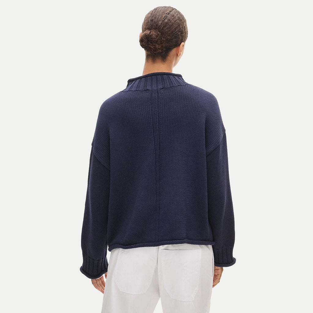 Women's Rolled-Neck Cotton Sweater - Lavender