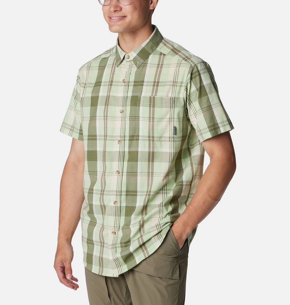 Men's Stretch Short Sleeve Plaid Shirt - Navy