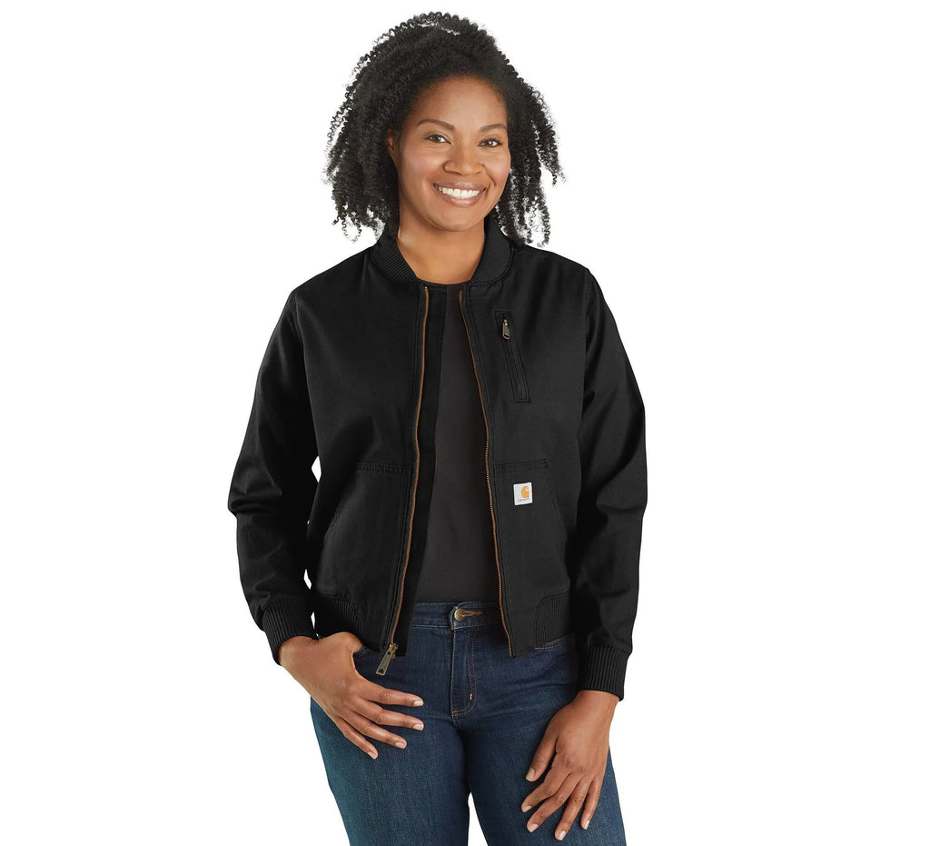 Women's Stretch Canvas Bomber Jacket - Brown