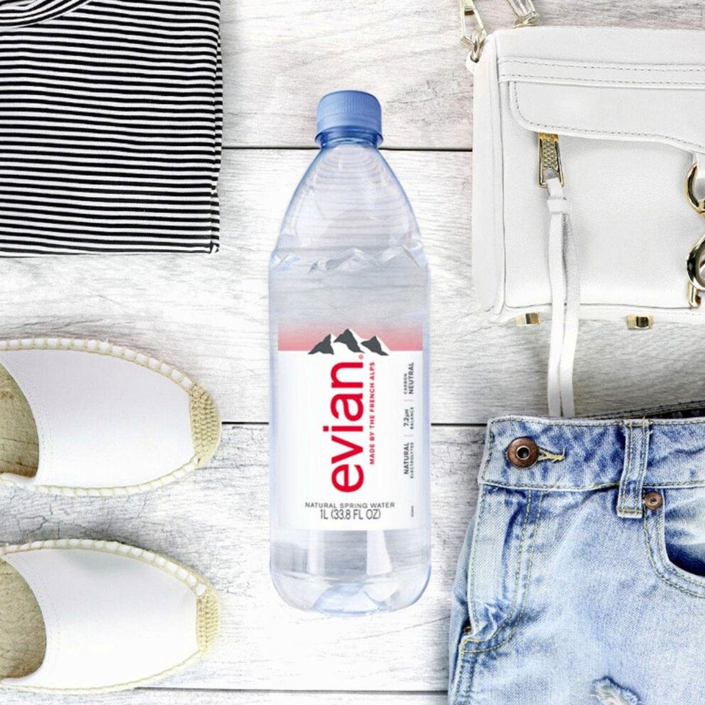 Evian Natural Spring Water 1L Bottles, 12 Pack