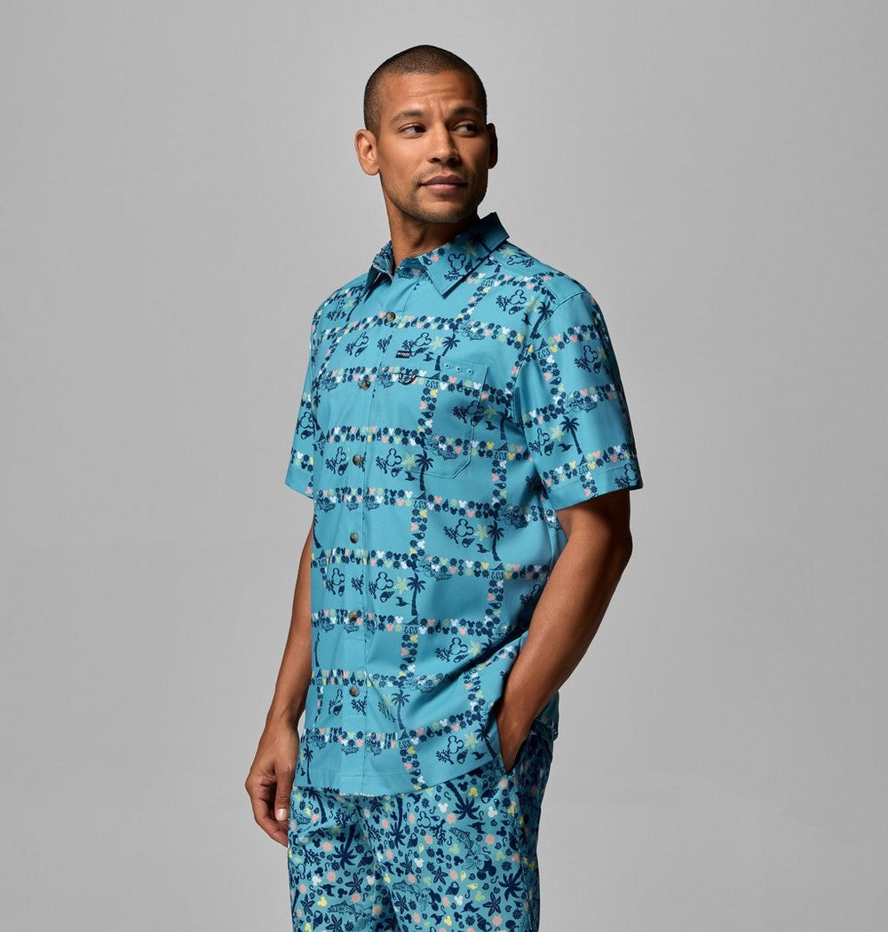 Men's Tropical Print Sun Shirt - Blue