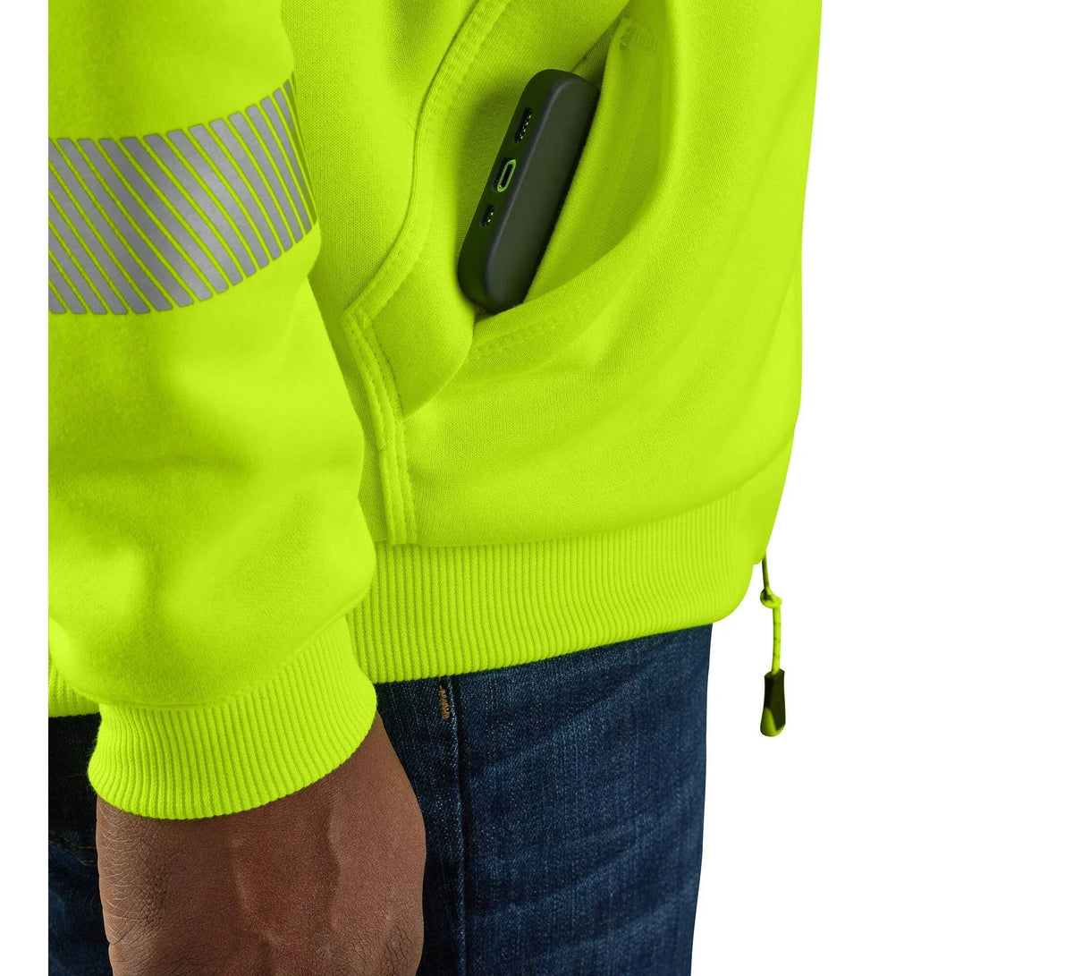 Men's High-Visibility Thermal-Lined Zip Hoodie - Lime