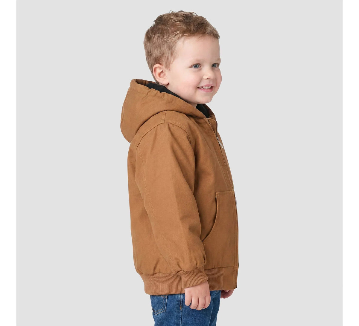 Baby Boys' Insulated Canvas Hooded Jacket - Brown