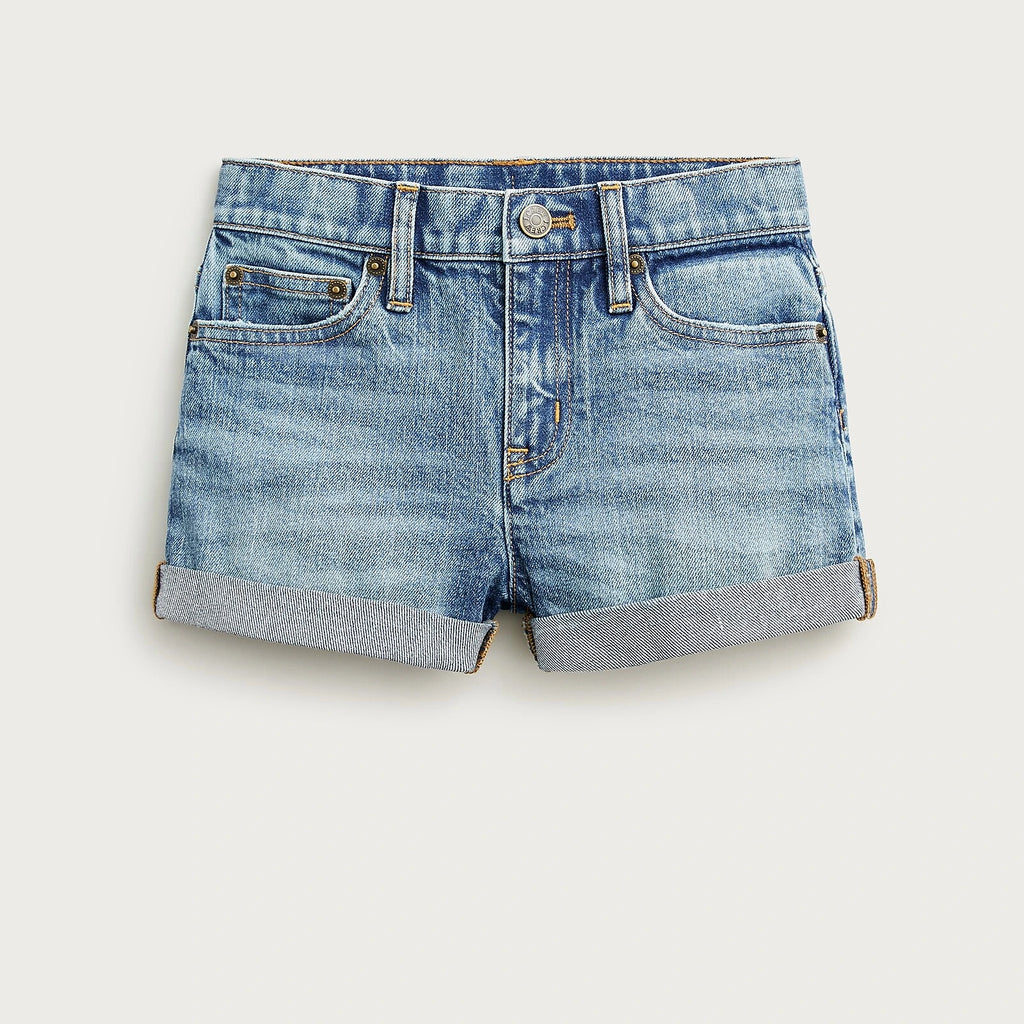 Girls' Stretch Denim Cuffed Shorts - Blue