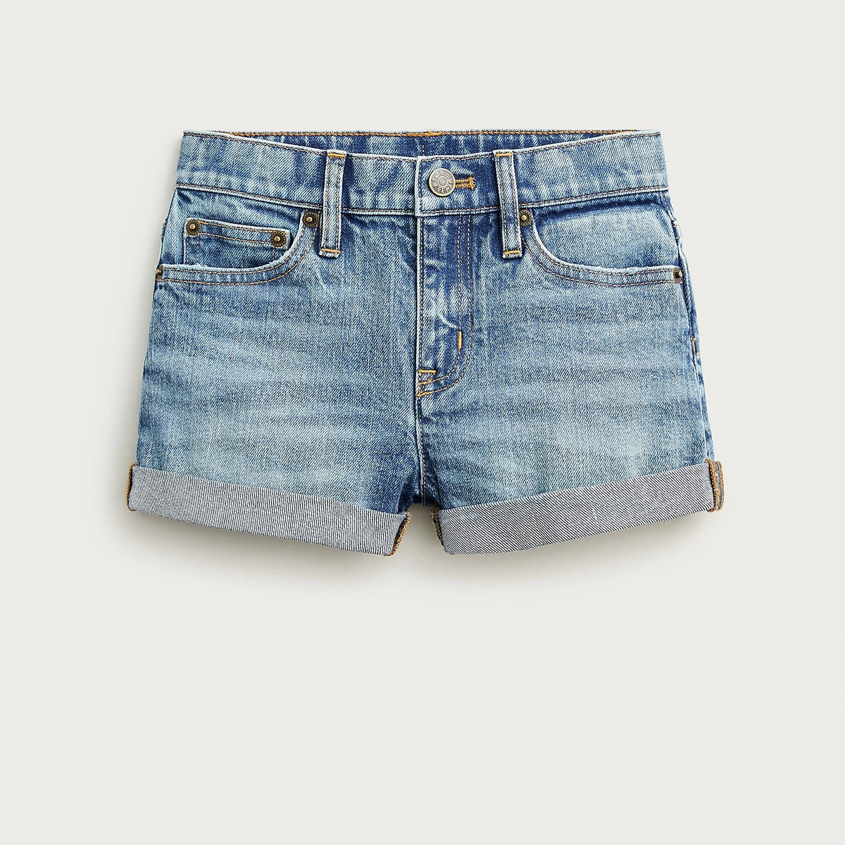 Girls' Stretch Denim Cuffed Shorts - Blue
