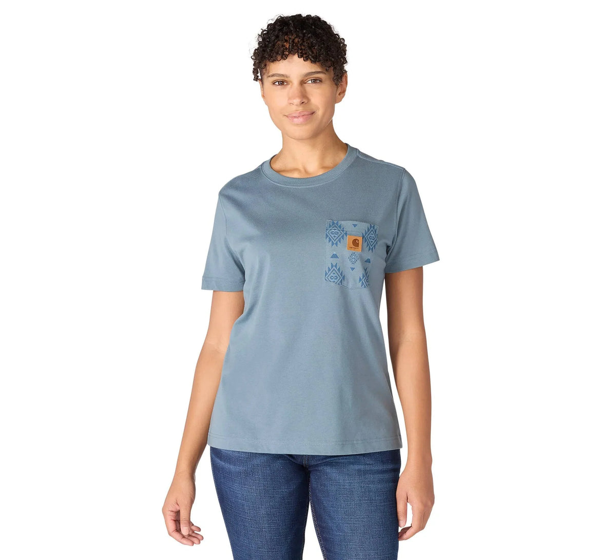 Women's Printed Pocket T-Shirt - Blue