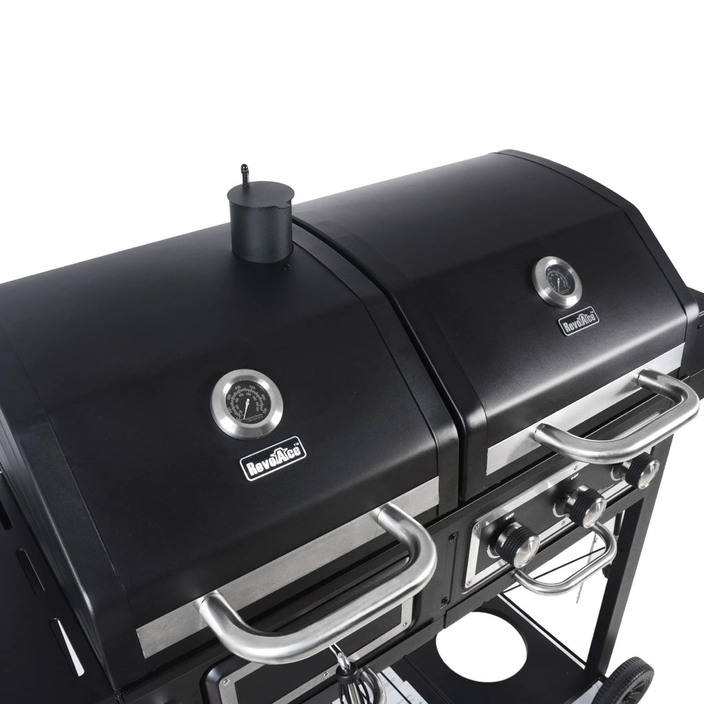 Dual Fuel Gas And Charcoal Combo Grill, Black With Stainless - GBC1793W