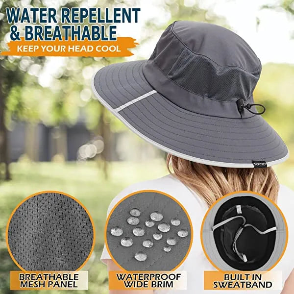 Sun Hat For Men/Women, Waterproof Wide Brim Bucket Hat Foldable Boonie Hat For Fishing Hiking Garden Safari Beach Upf 50/Waterproof