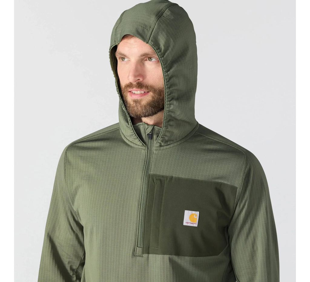 Men's Relaxed Half-Zip Performance Hoodie - Olive