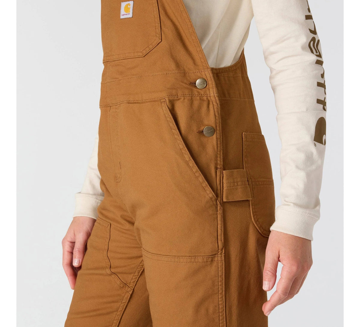 Women's Stretch Canvas Bib Overalls - Brown