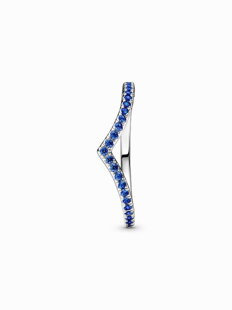 Sterling Silver Blue Wishbone Ring