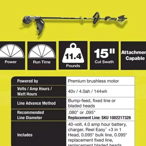 RYOBI 40V 20 in Self-Propelled Mower/Trimmer/Blower Kit, 2 Batteries, 2 Chargers - RY401120-Y/Ry40270/RY40407BTLVNM