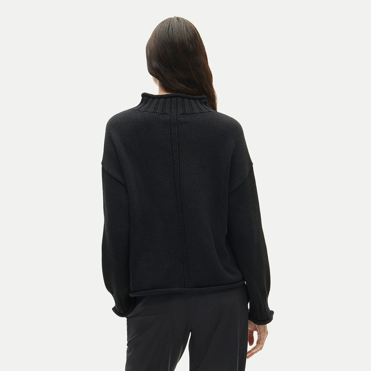 Women's Rolled-Neck Cotton Sweater - Lavender