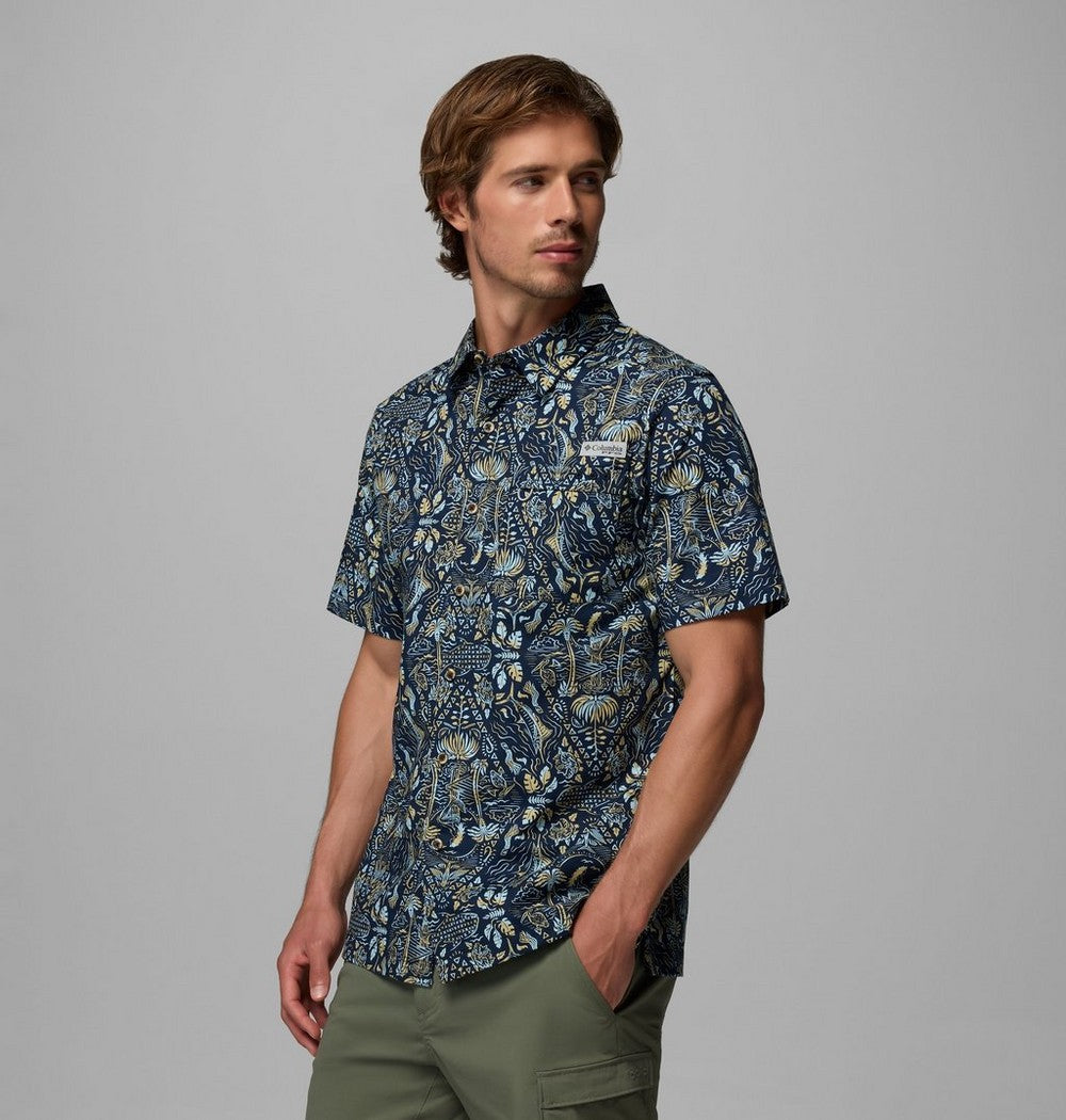 Men's Short-Sleeve Cotton Camp Shirt - Gray