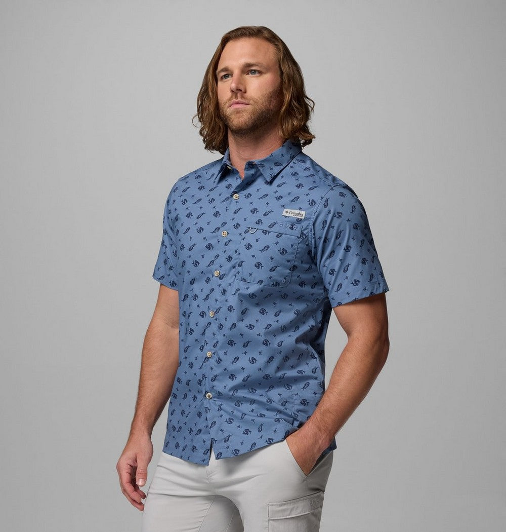 Men's Short-Sleeve Cotton Camp Shirt - Gray