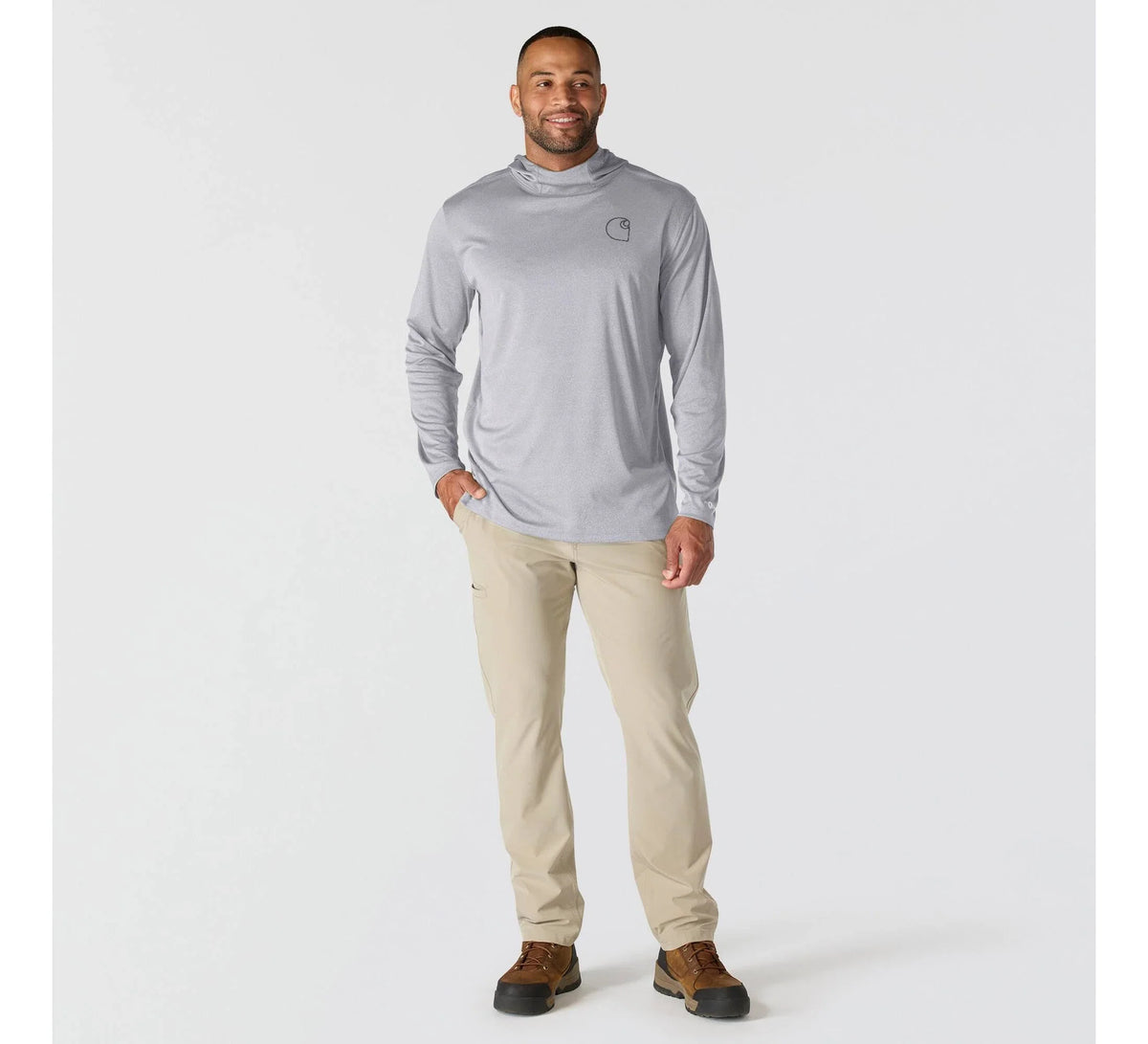 Men's UPF Hooded Long Sleeve Shirt - Steel