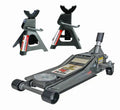 Pittsburg 3-Ton Low-Profile Steel Floor Jack And Stands Combo - Rapid Lift Hydraulic System