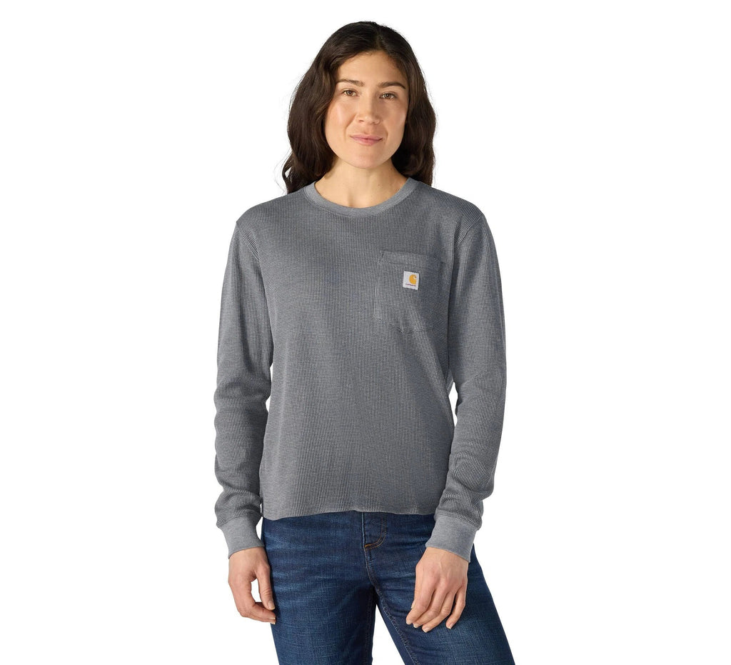 Women's Waffle Knit Long-Sleeve Pocket Tee