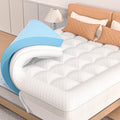 COOLHUT 4-Inch Dual Layer Gel Memory Foam Mattress Topper, King Size, White