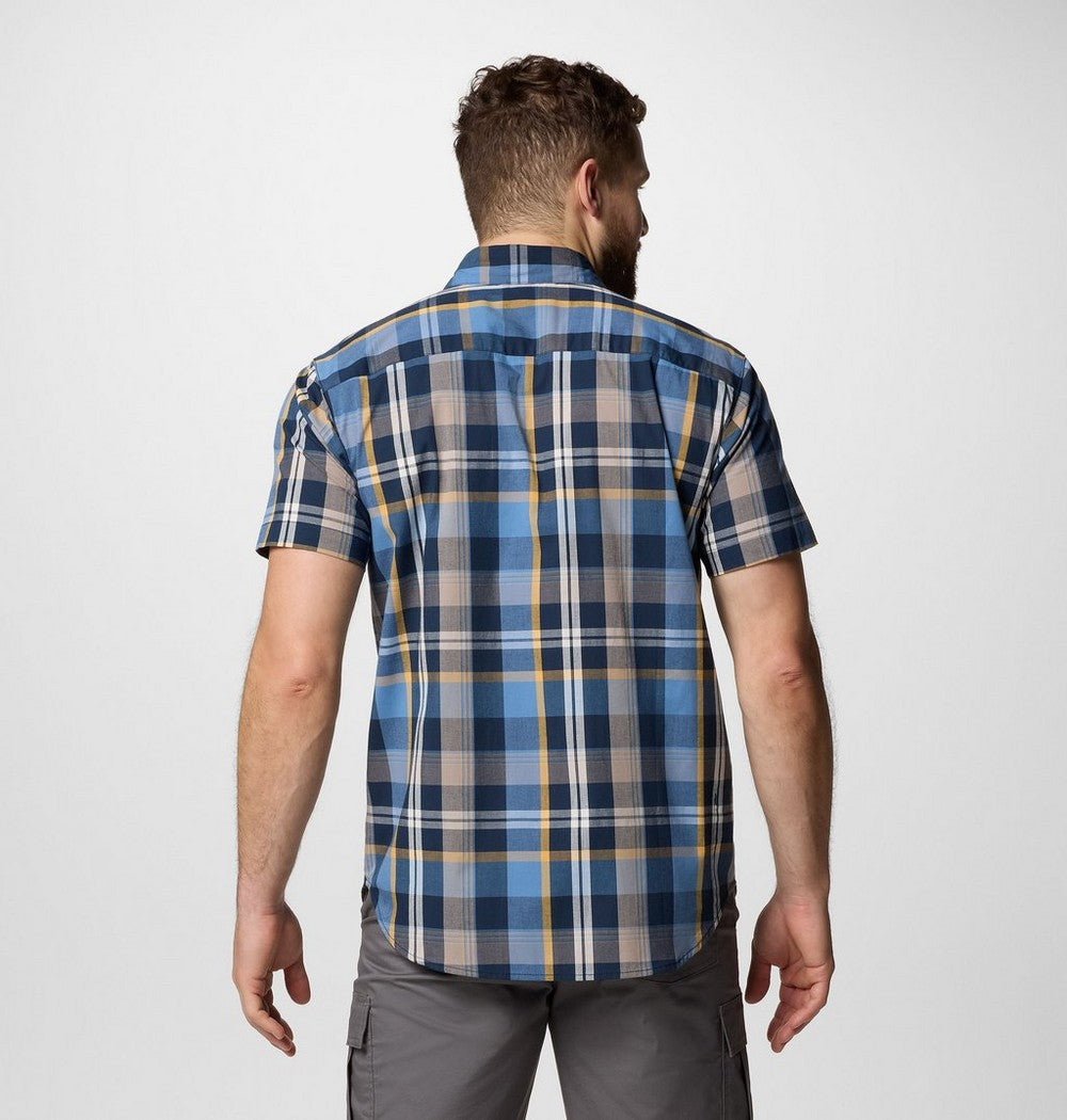 Men's Stretch Short Sleeve Plaid Shirt - Navy