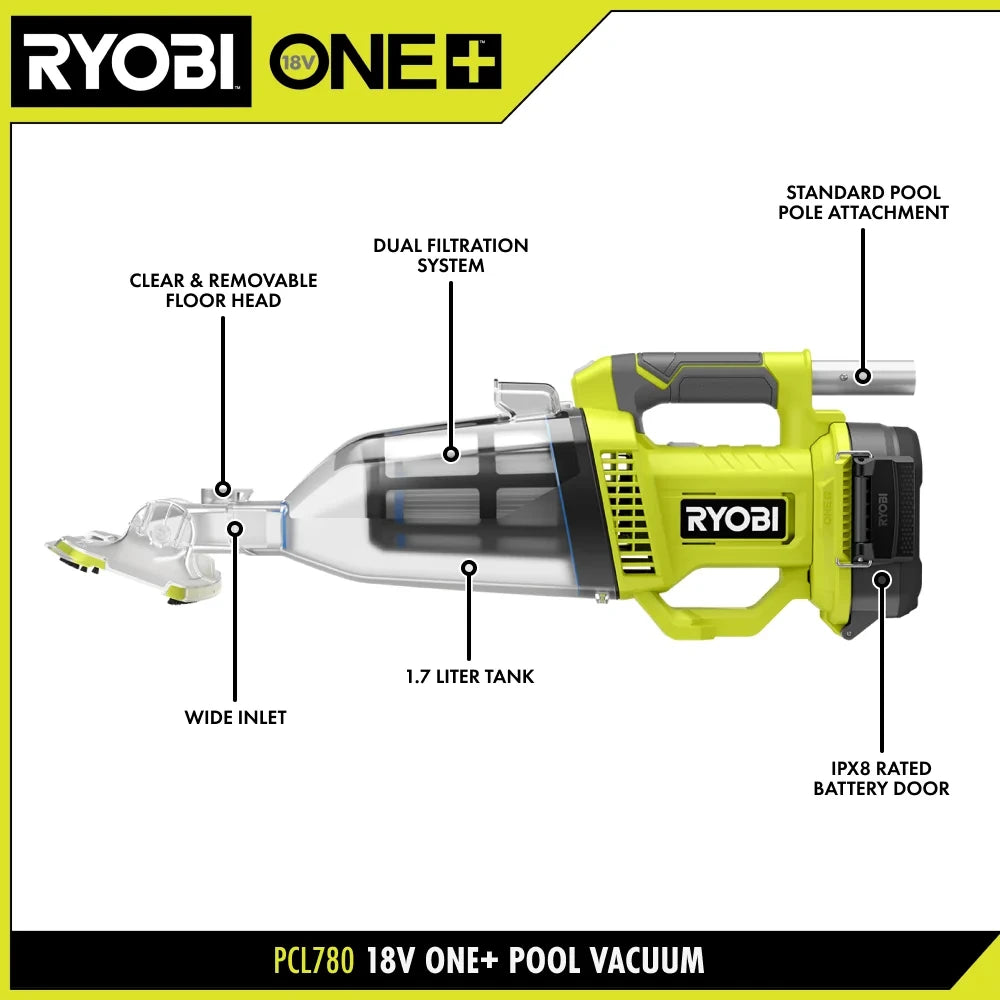 18V Cordless Handheld Pool Vacuum
