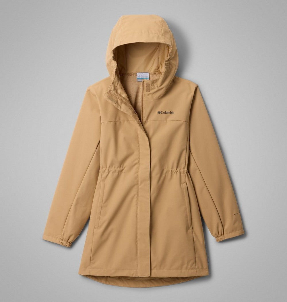 Girls' Long Waterproof Rain Jacket - Black