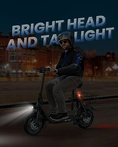 URBANMAX Electric Scooter With Seat, 450W, 22 Miles, Black - C1