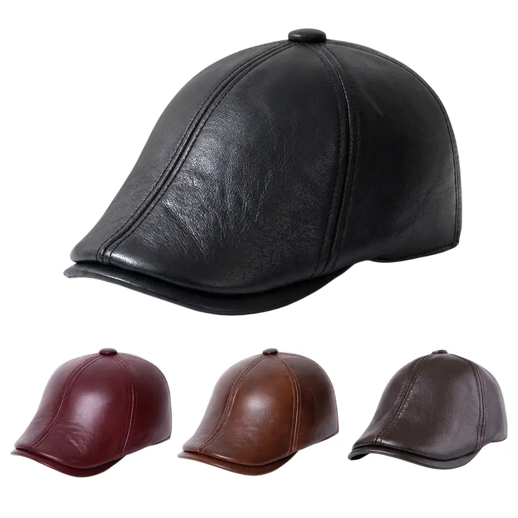 Holmes Genuine Leather Earflaps Duckbill Flat Cap