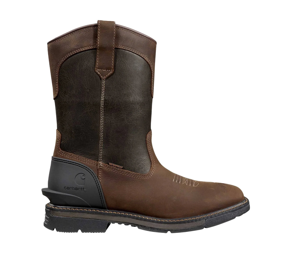 Waterproof 11-Inch Square Toe Pull-On Boot - Brown