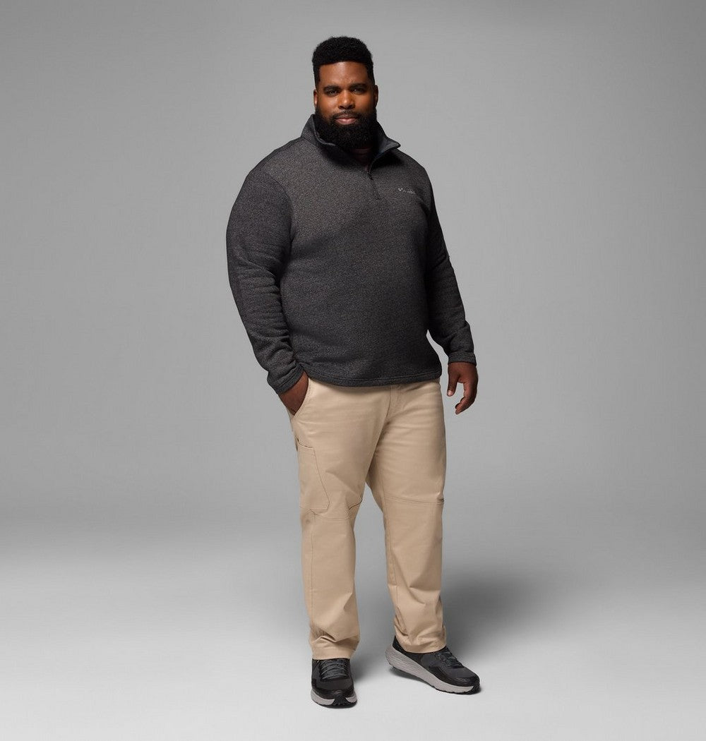 Men's Big Cotton-Blend Half-Zip Pullover - Black