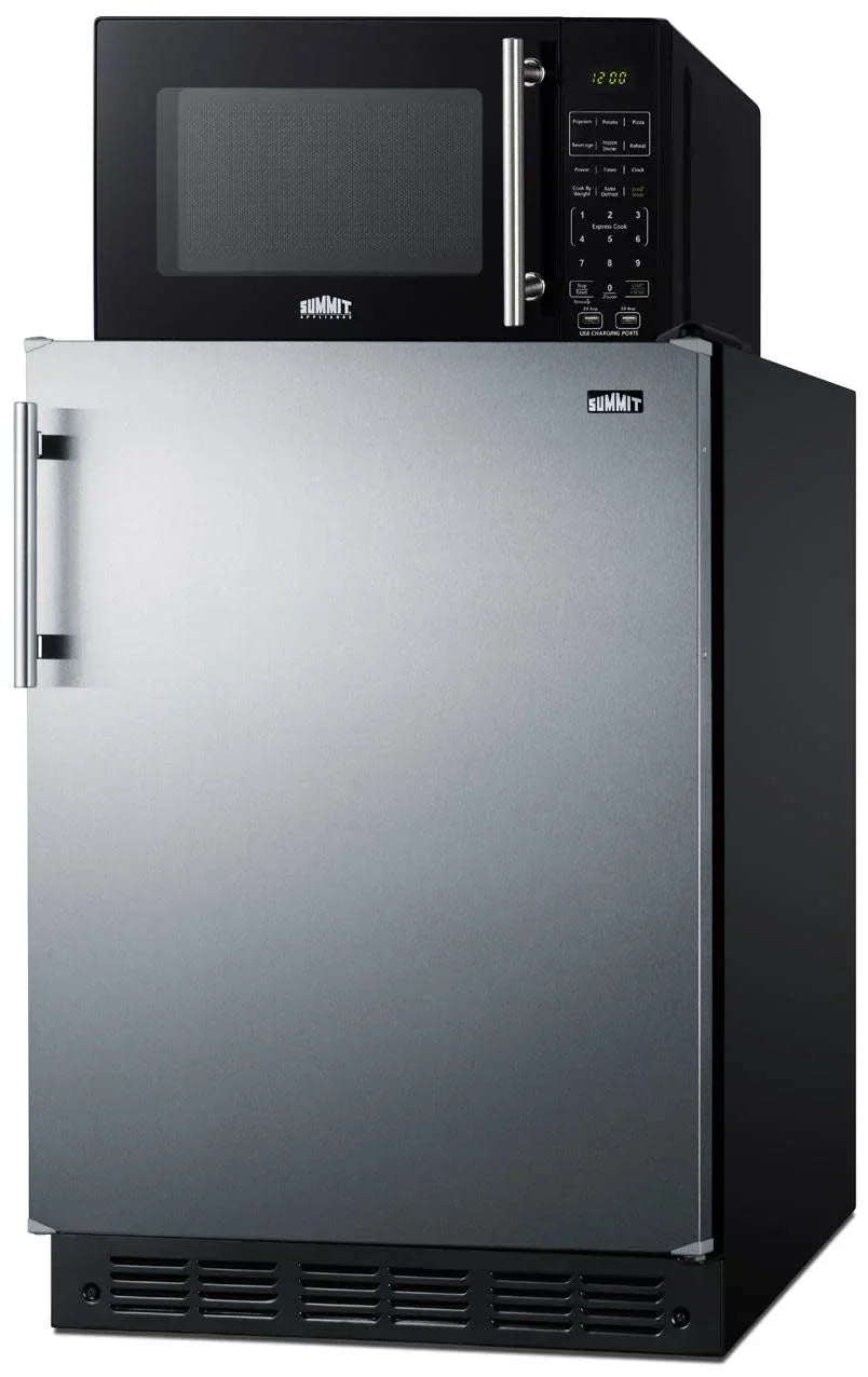 Summit Microwave And Refrigerator Combination, 24 inch, 5.1 cu.ft. - MRF708BLSSA FF708BLSS SM903BSA1