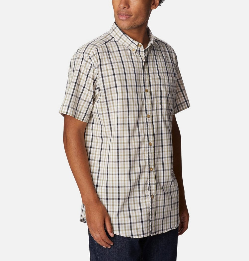 Men's Stretch Short Sleeve Plaid Shirt - Navy