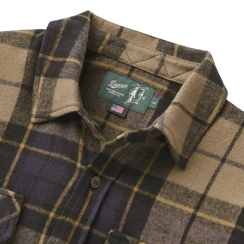 Men's Cotton Flannel Shirt - Navy Olive Plaid