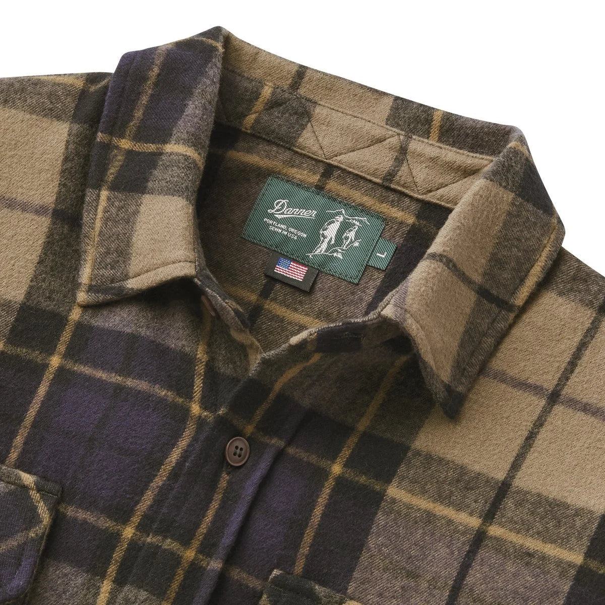 Men's Cotton Flannel Shirt - Navy Olive Plaid
