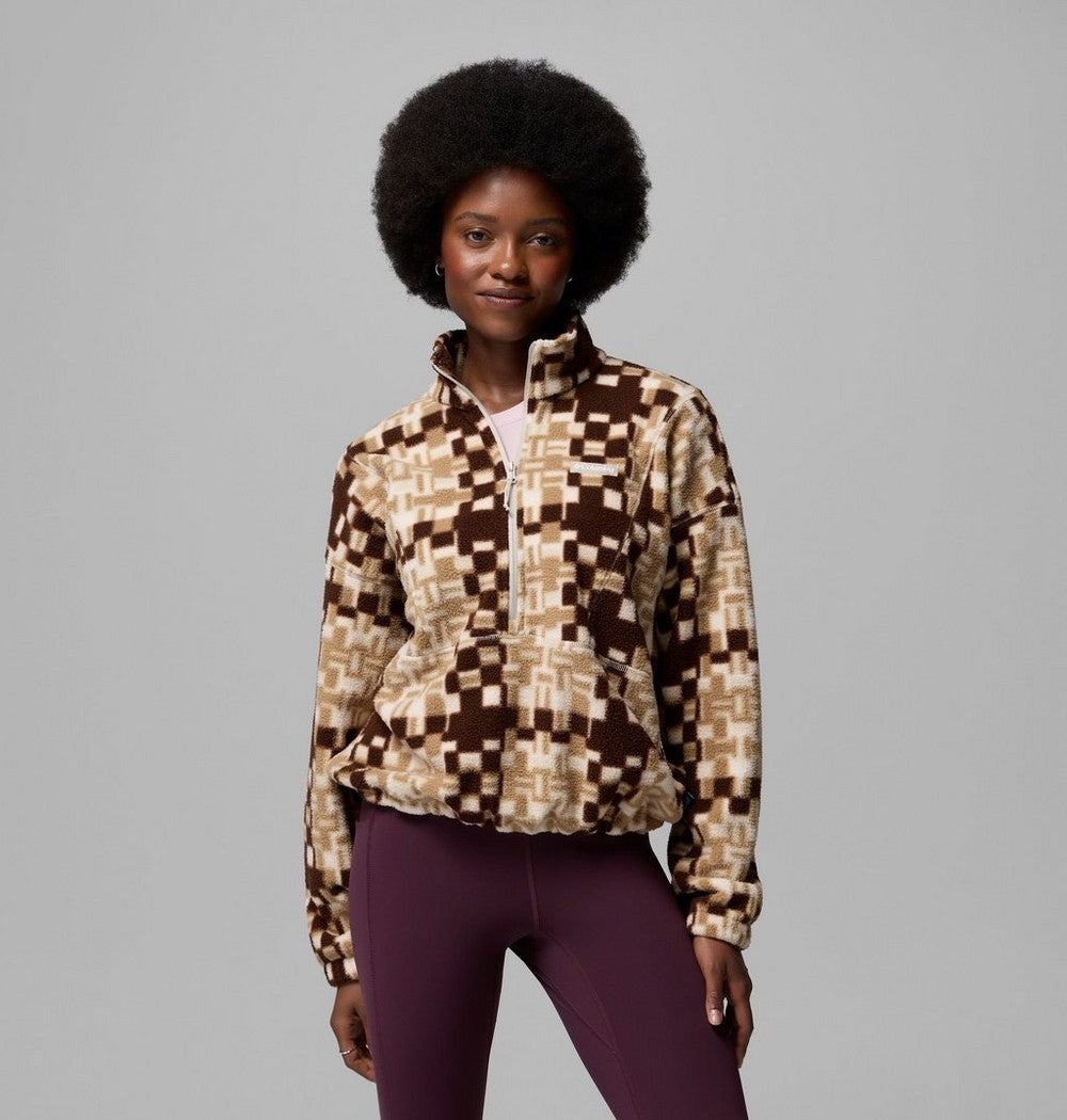 Women's Printed Fleece Half-Zip Pullover - Mauve
