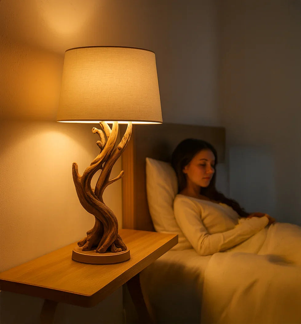 Handmade Pine Wood Tree Floor Lamp