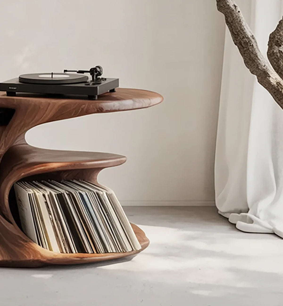 Farmhouse Turntable Station With Storage