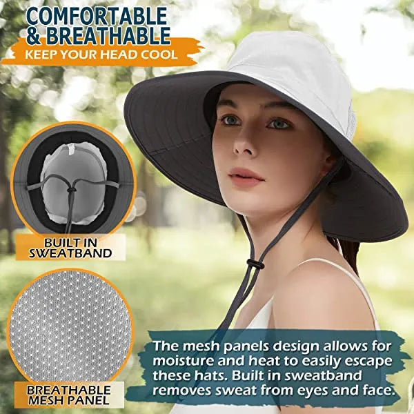 Sun Hat For Men/Women, Waterproof Wide Brim Bucket Hat Foldable Boonie Hat For Fishing Hiking Garden Safari Beach Upf 50/Waterproof