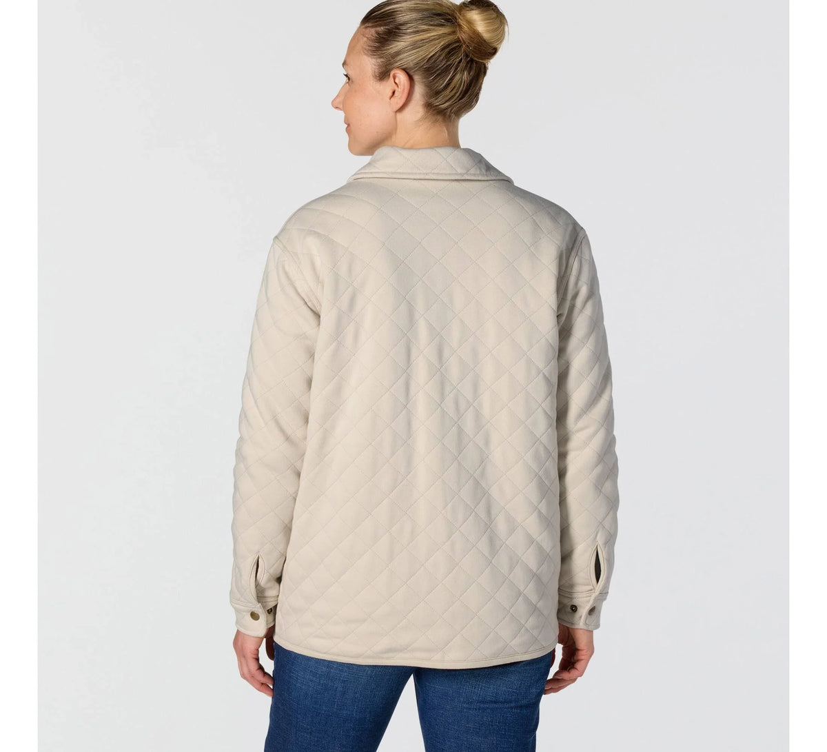 Women's Quilted Fleece Shirt Jacket - Oatmeal