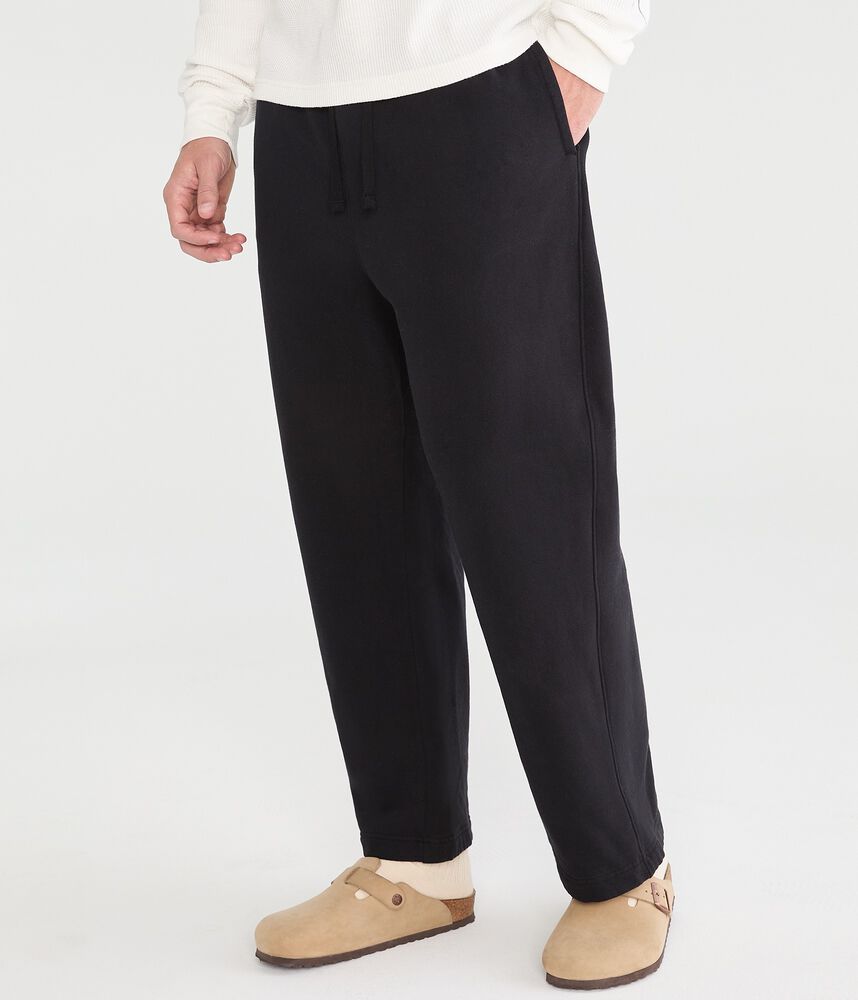 Baggy Straight-Leg Fleece Sweatpants - Black