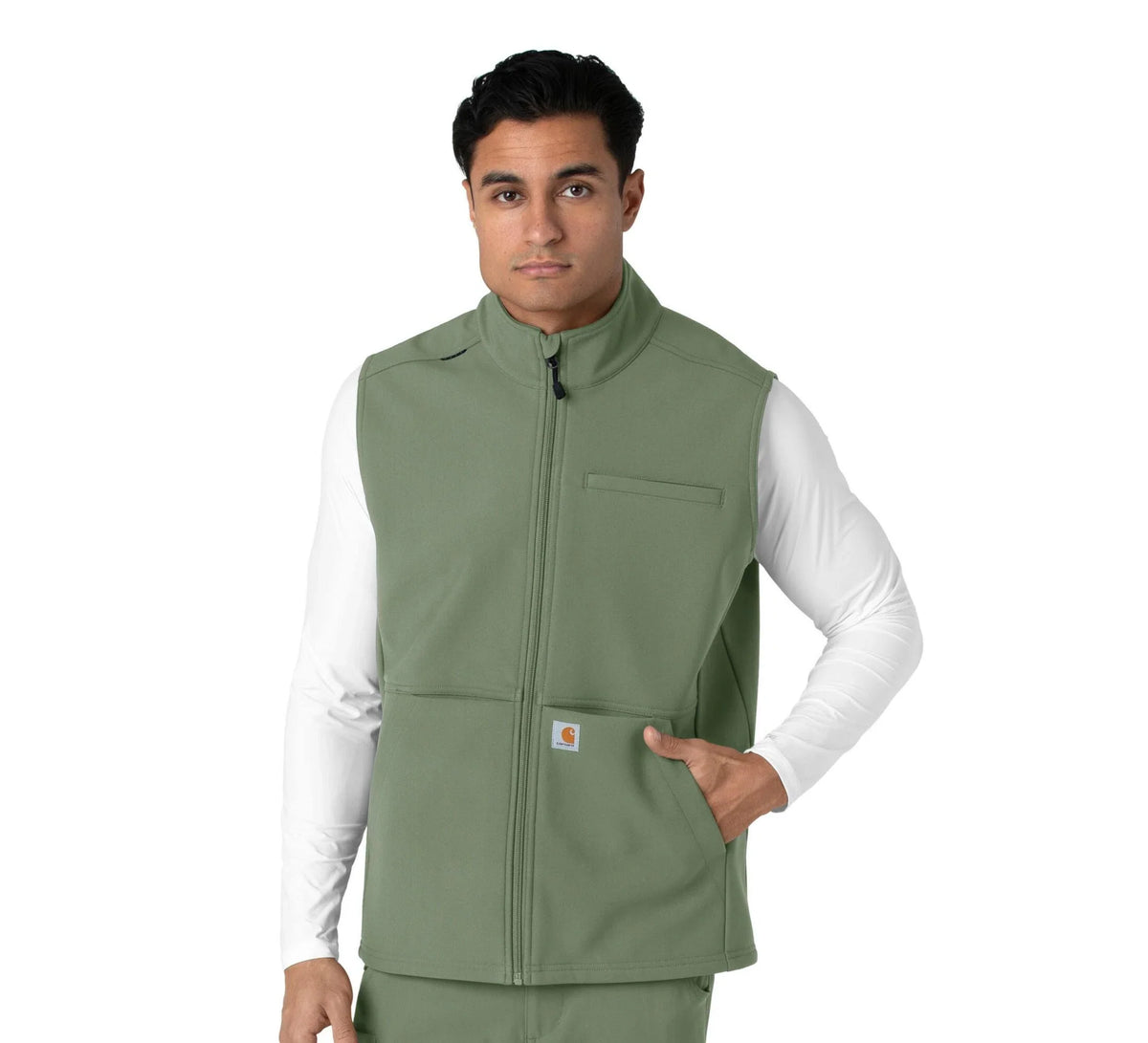 Men's Full-Zip Bonded Fleece Vest - Olive