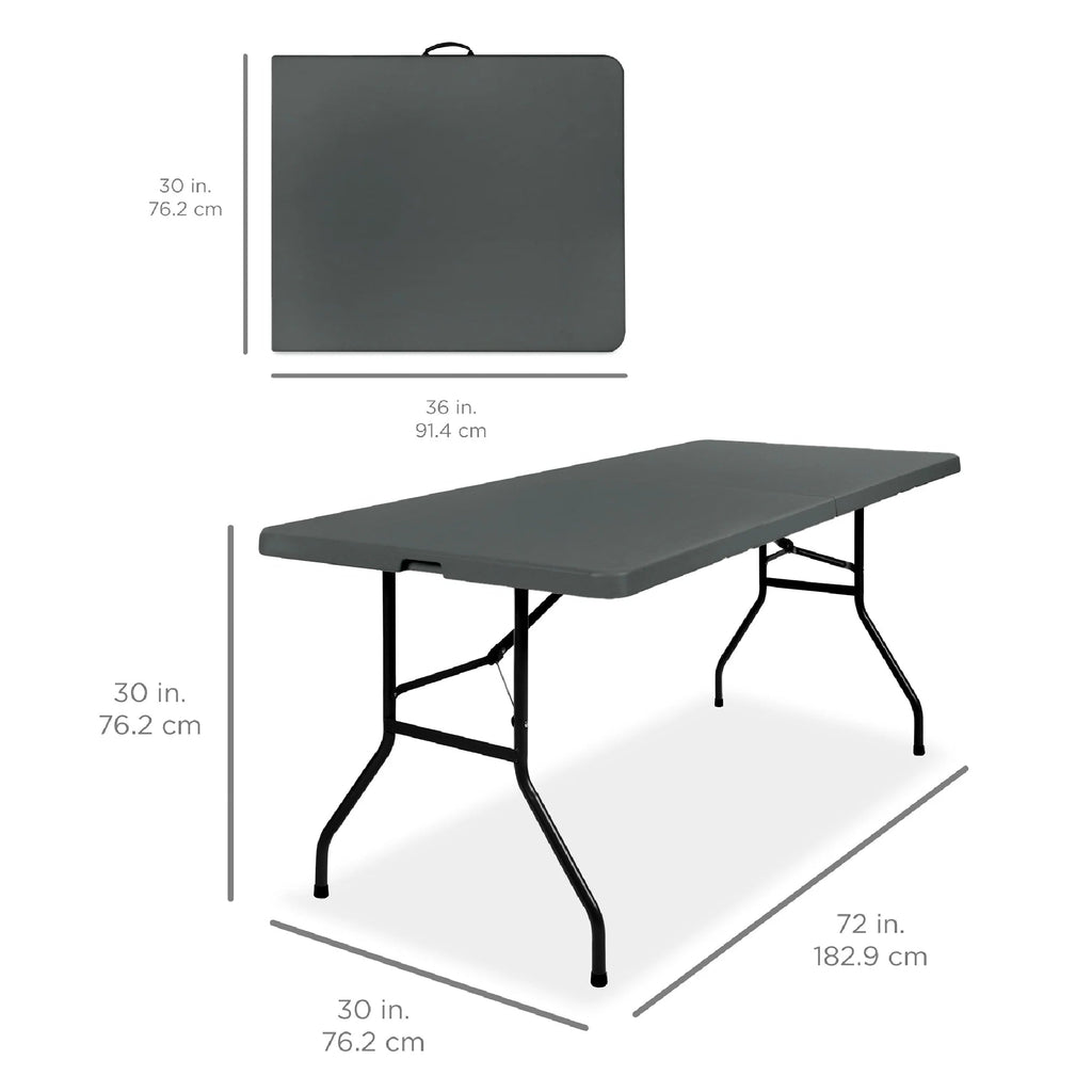 Best Choice Products 6ft Plastic Folding Table, 72in x 30in x 30in, White