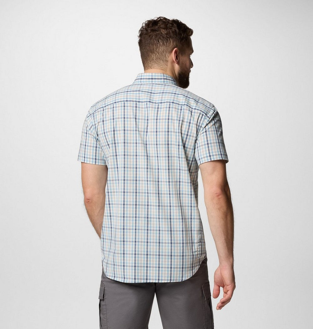 Men's Stretch Short Sleeve Plaid Shirt - Navy