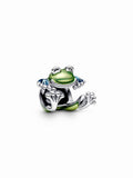 Sterling Silver Enamel Climbing Frog Charm