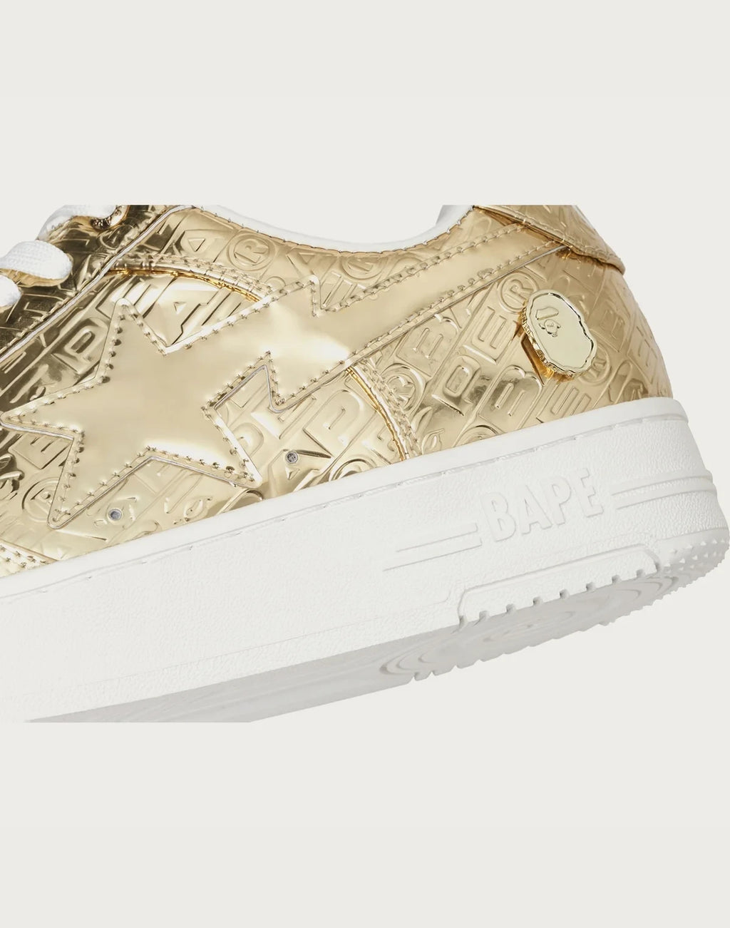 Men's Synthetic Leather Low-Top Sneakers - Gold