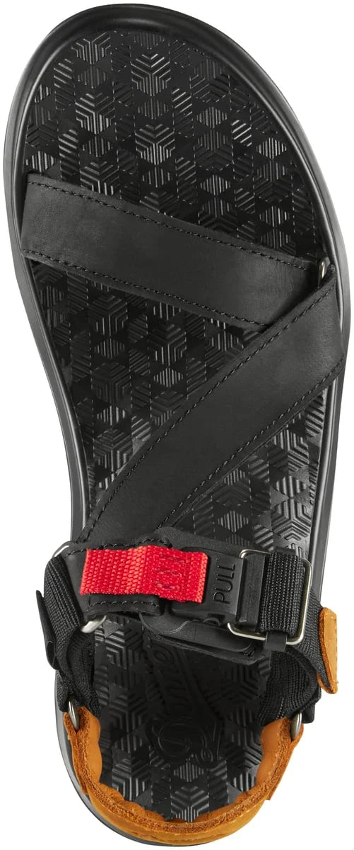 Leather Strap Sandal With Magnetic Buckle - Navy