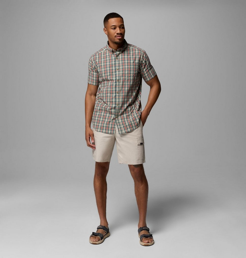 Men's Stretch Short Sleeve Plaid Shirt - Navy