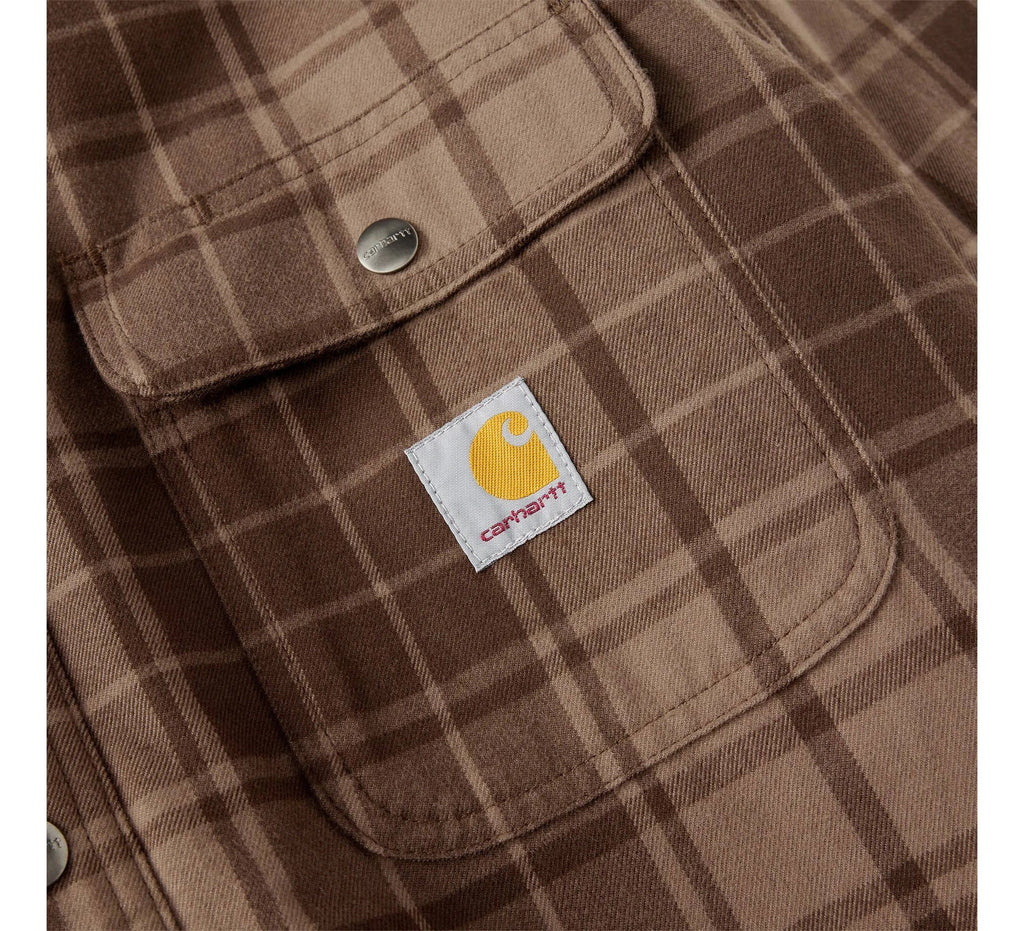 Men's Sherpa-Lined Plaid Shirt Jacket - Brown